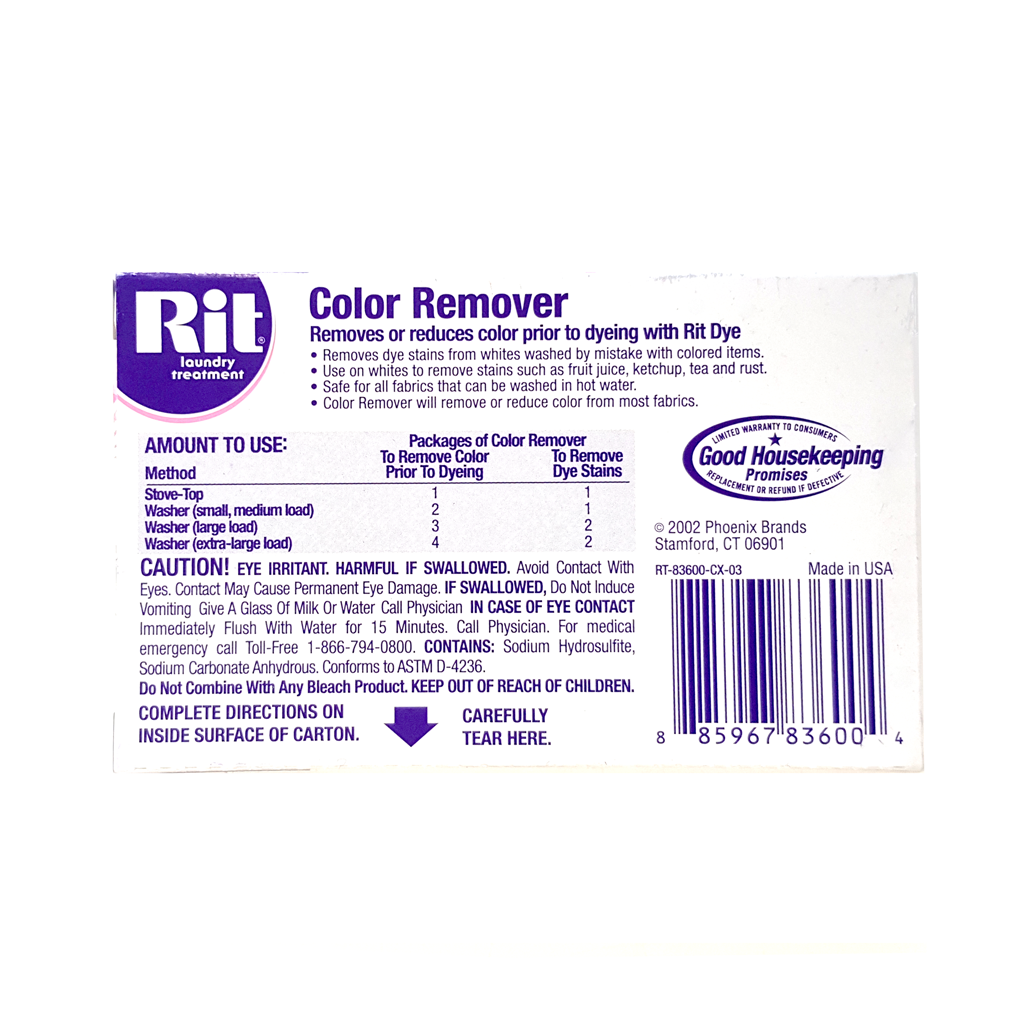 Bleach vs Rit Color Remover. 